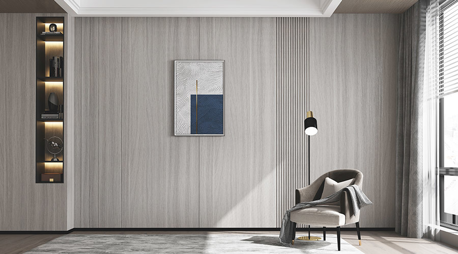 Wall paneling in living room